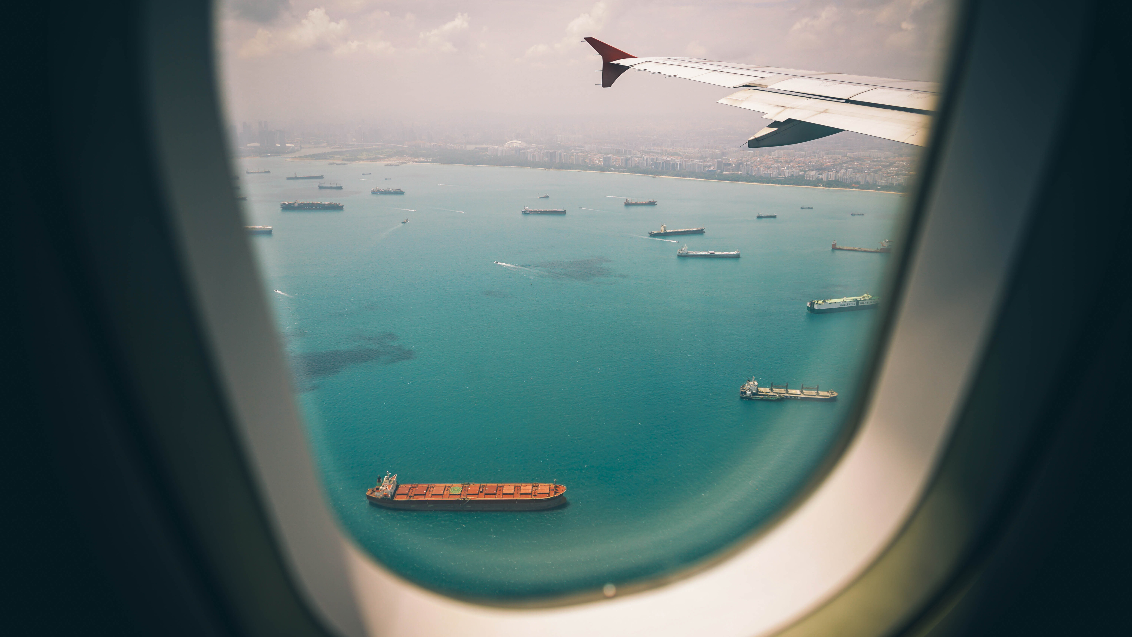Boats Sea View From Airplane Window 4k - HD Wallpaper 