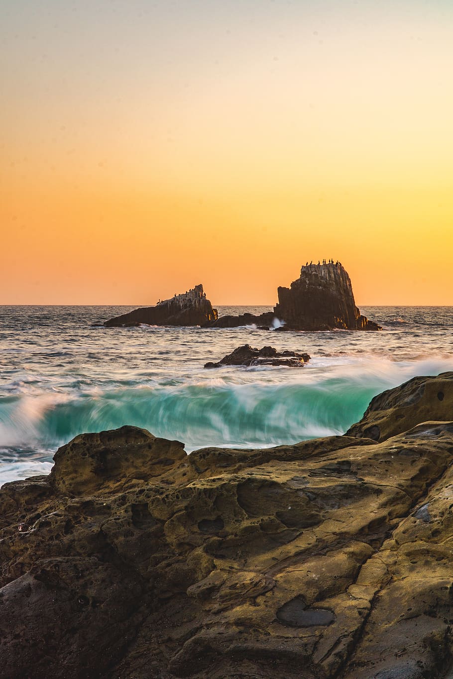 Ocean During Sunset, Dawn, Laguna Beach, Nature, Ocean - Sea - HD Wallpaper 