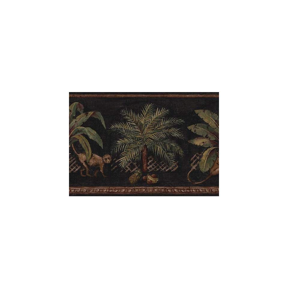 Black Tropical Leaves Wallpaper Border - Motif - HD Wallpaper 