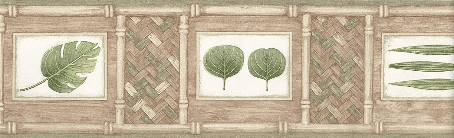 Wallpaper Border Tropical Palm Leaves Framed By Faux - Motif - HD Wallpaper 