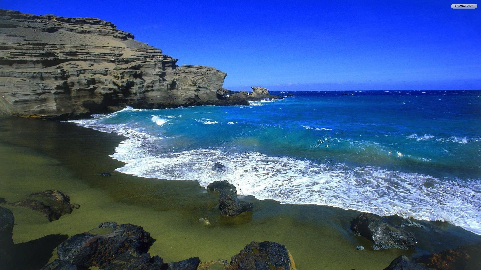 Sea View Hd Desktop Wallpaper - Papakolea Beach - HD Wallpaper 