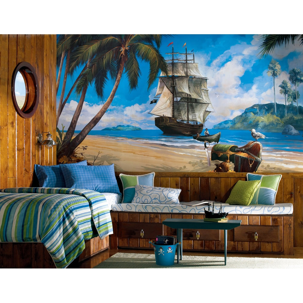 Beach Themed Wallpaper Uk - Pirate Mural - HD Wallpaper 