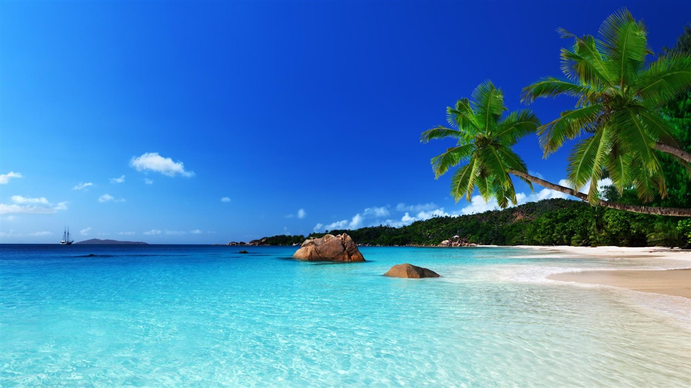 Tropical Paradise Beach-hd Desktop Wallpaper2014 - Beach Computer Backgrounds - HD Wallpaper 