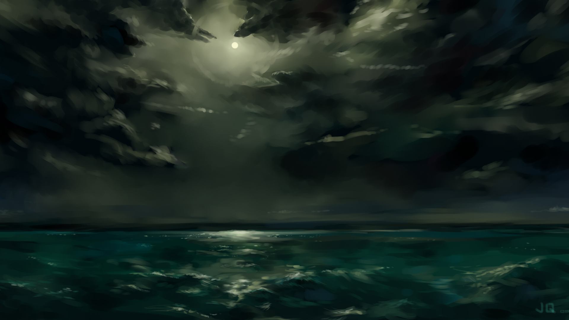 Night Storm At Sea - HD Wallpaper 