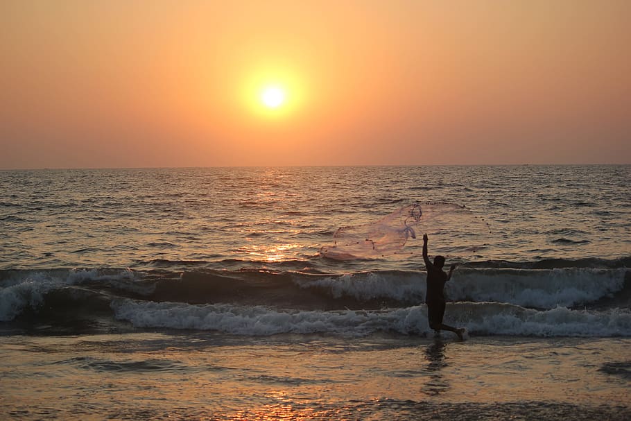Goa, Beach, Sunset, Sea, Sky, Water, Horizon Over Water, - Goa Sunset Hill Beach - HD Wallpaper 