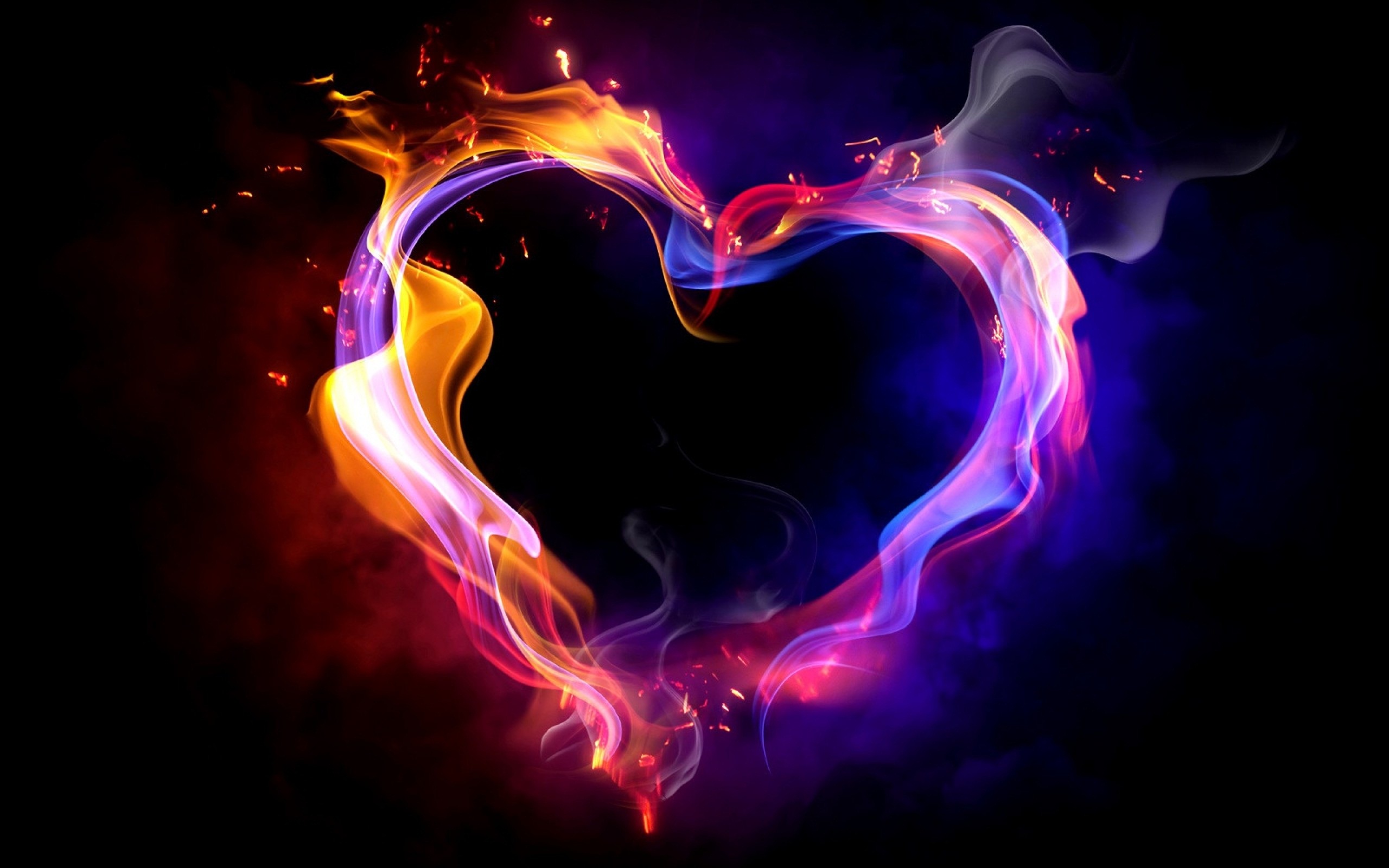Love-moving Wallpapers - Heart With Black Background - 2560x1600 Wallpaper  