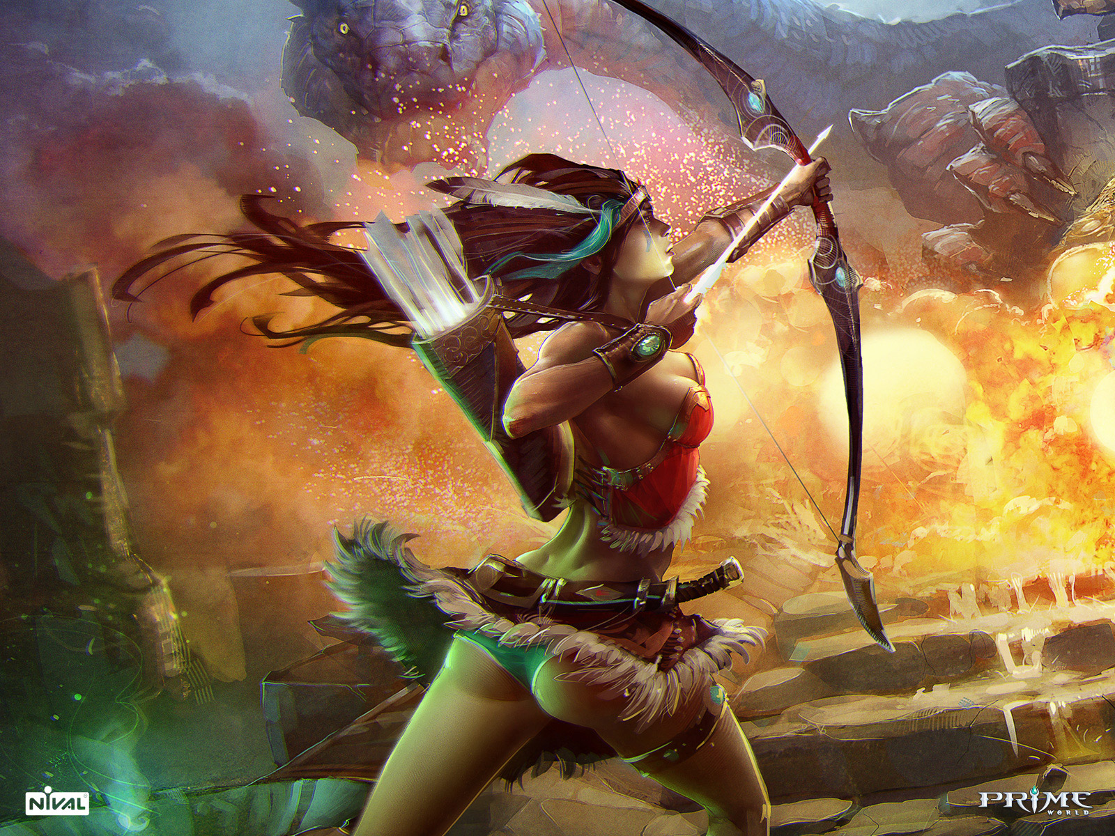 Amazon Archer Standard Wallpaper - Fantasy Art Fight Archer - HD Wallpaper 