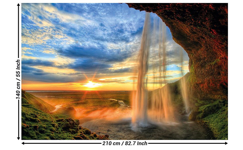 Great Art Wallpaper - Beautiful Waterfall With Sunset - HD Wallpaper 