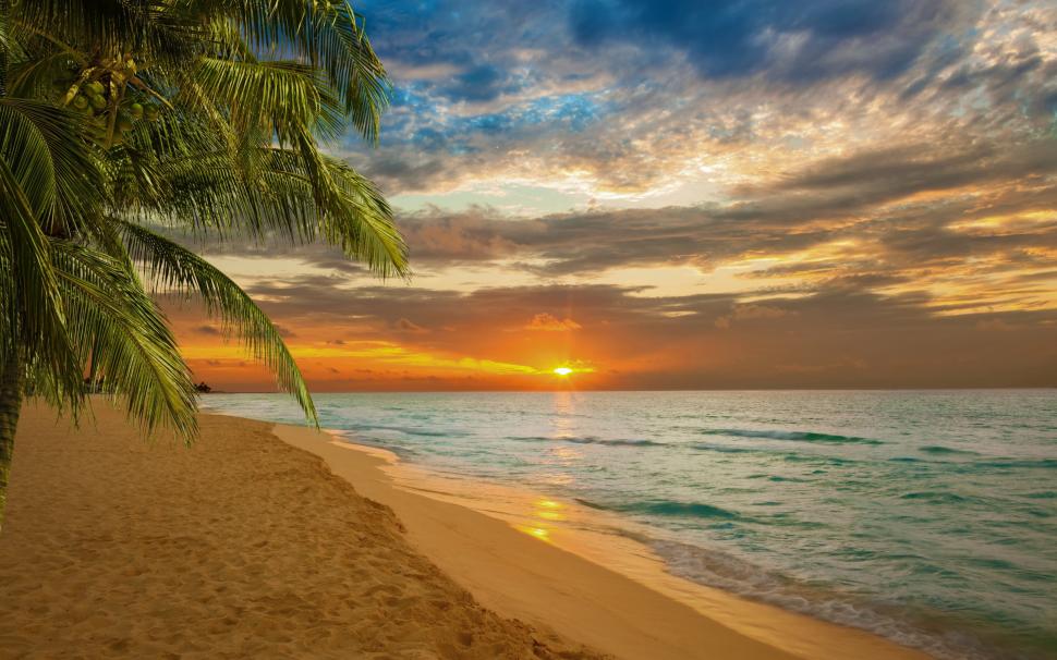 Sunset Beach Sea Shore Wallpaper,sunset Hd Wallpaper,beach - Tropical Sunset Beach Cover - HD Wallpaper 