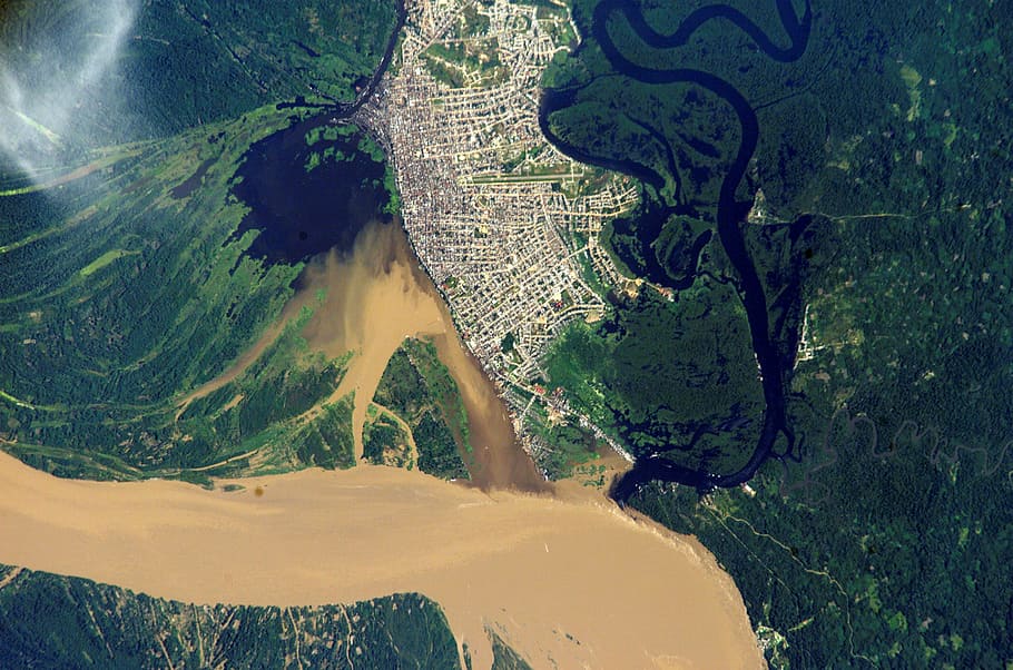 Nasa Satellite Image Of Iquitos Within The Amazon Rain - Iquitos Peru Aerial View - HD Wallpaper 