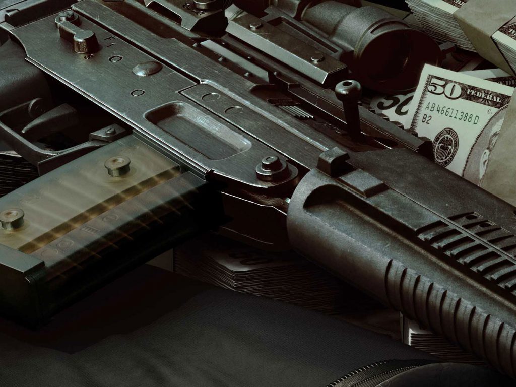 Guns Weapons Money Dual Screen Army Wall Wallpapers - Rifle And Money - HD Wallpaper 