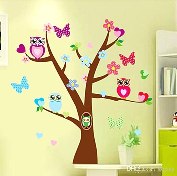 Baby Room Wall Stickers Baby Room Decor Walls Stickers - Cartoon Tree With Owls - HD Wallpaper 