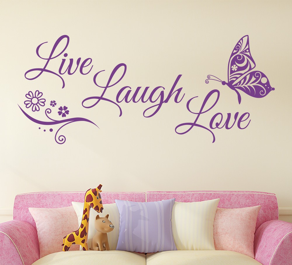New Live Laugh Love Wall Art Butterfly Flower Sticker - Live Laugh Love Wall Decal - HD Wallpaper 