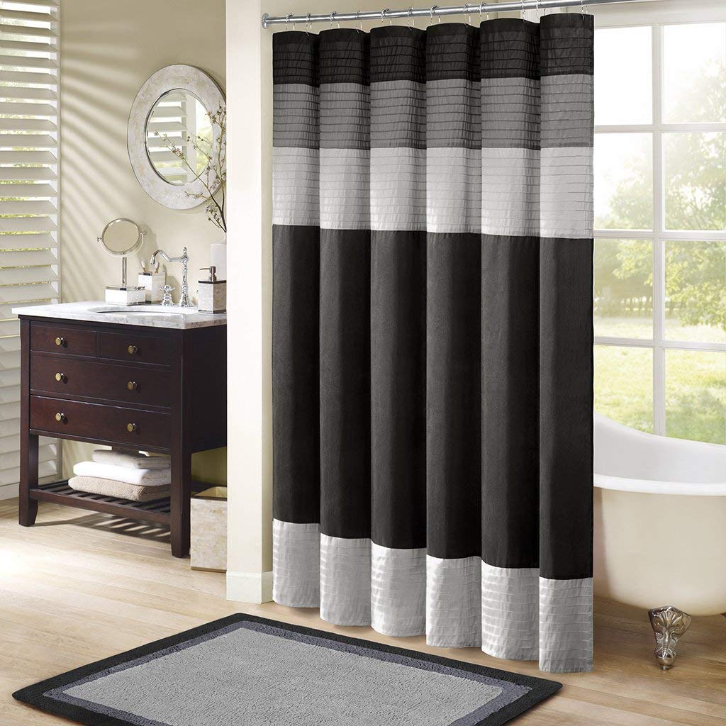 Stylish Grey And Black Shower Curtain Amazon Com Madison - Shower Curtains Gray And Black - HD Wallpaper 
