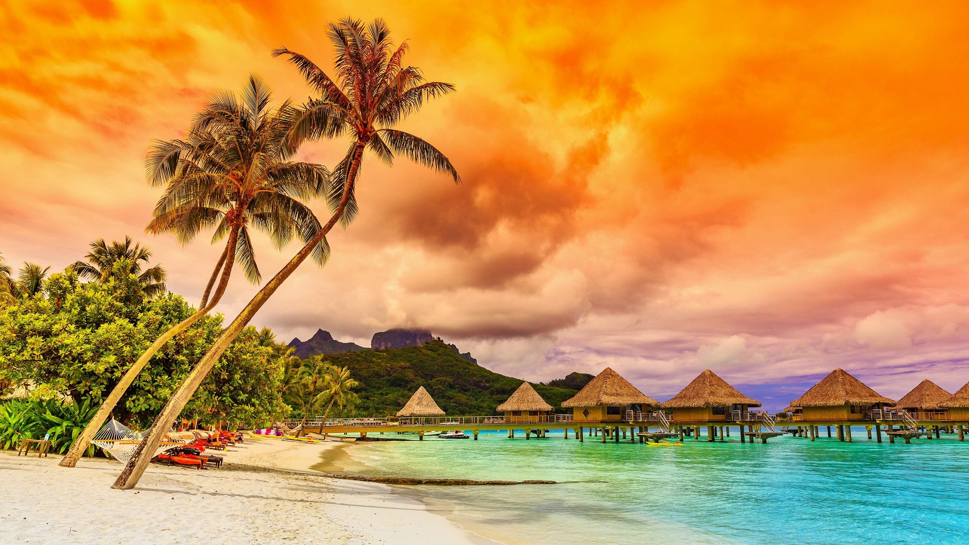 Sunset Beach Wonderful Natural Hd Natural Hd Wallpaper - Bora Bora Landscape - HD Wallpaper 