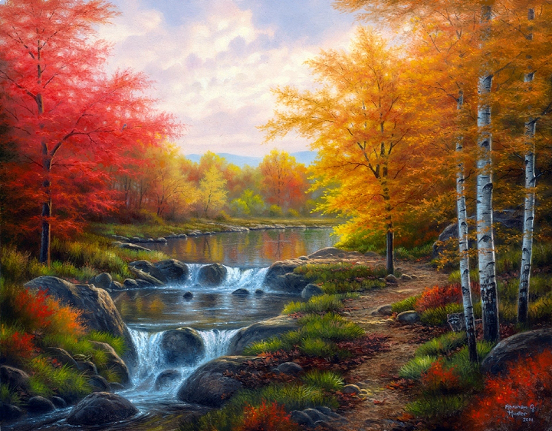 Thomas Kinkade Fall Paintings - HD Wallpaper 