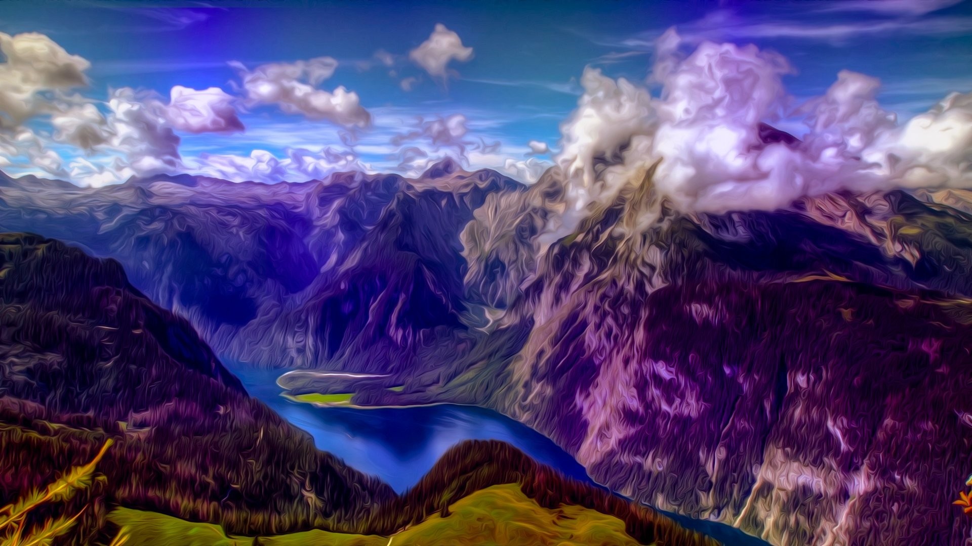 1920x1080, Mountains Landscape Nature Mountain Psychedelic - Trippy Nature Backgrounds - HD Wallpaper 