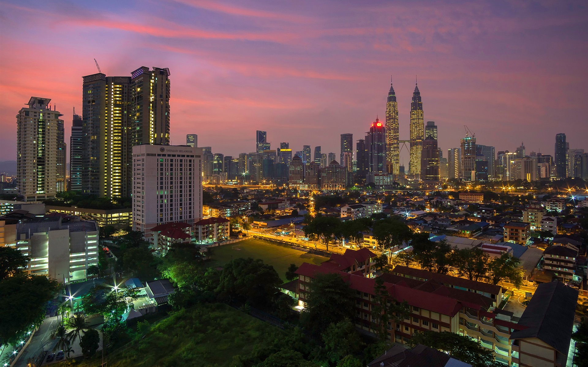 Wallpaper Kuala Lumpur, Malaysia, City Evening, Buildings, - Fondo De Pantalla Malaysia - HD Wallpaper 