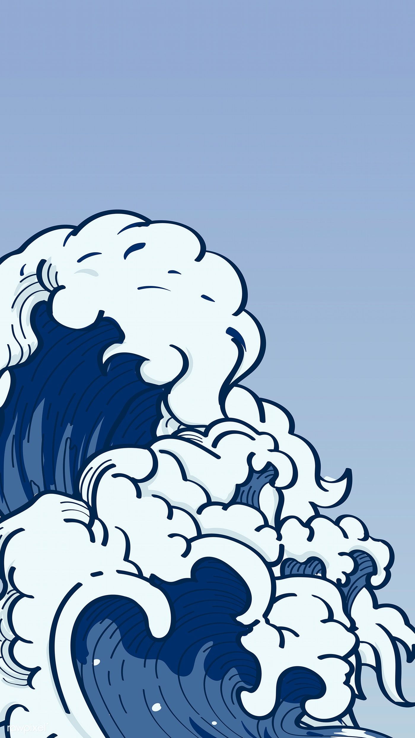 Japanese Illustrated Wave - HD Wallpaper 