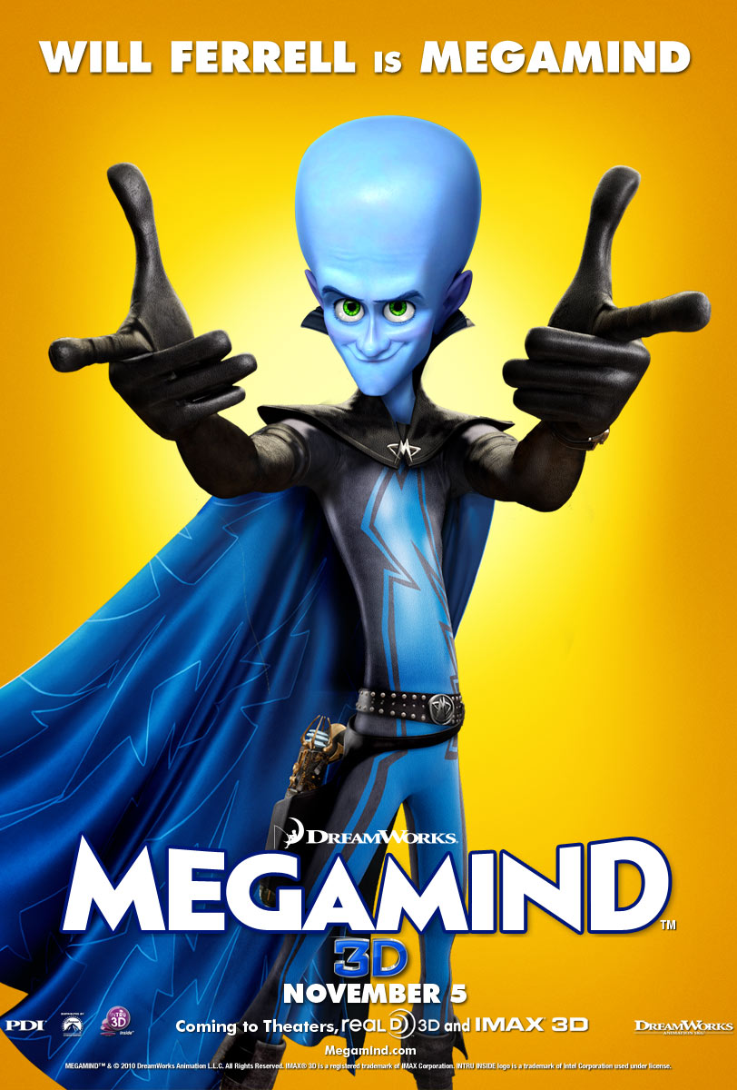 Megamind The Blue Alien Super Villain Movie Poster - Megamind Movie - HD Wallpaper 