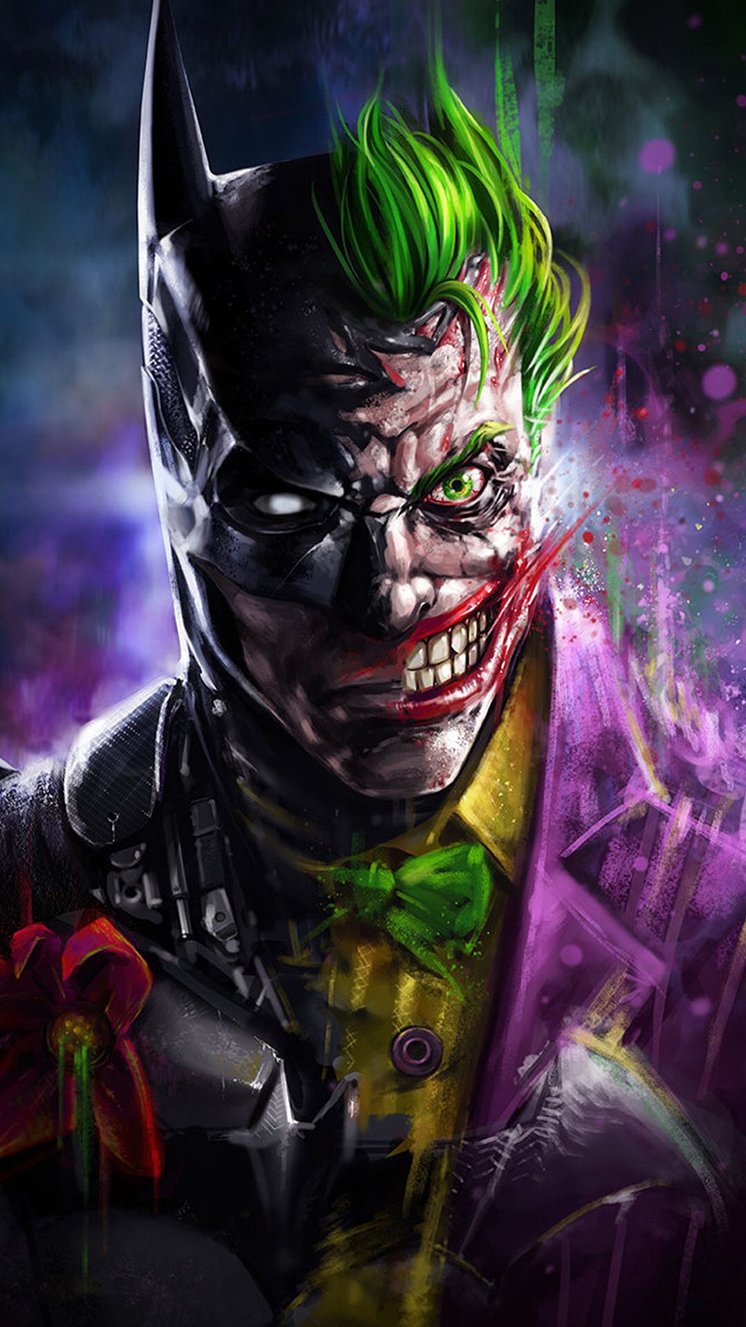 Batman And Joker Face - HD Wallpaper 