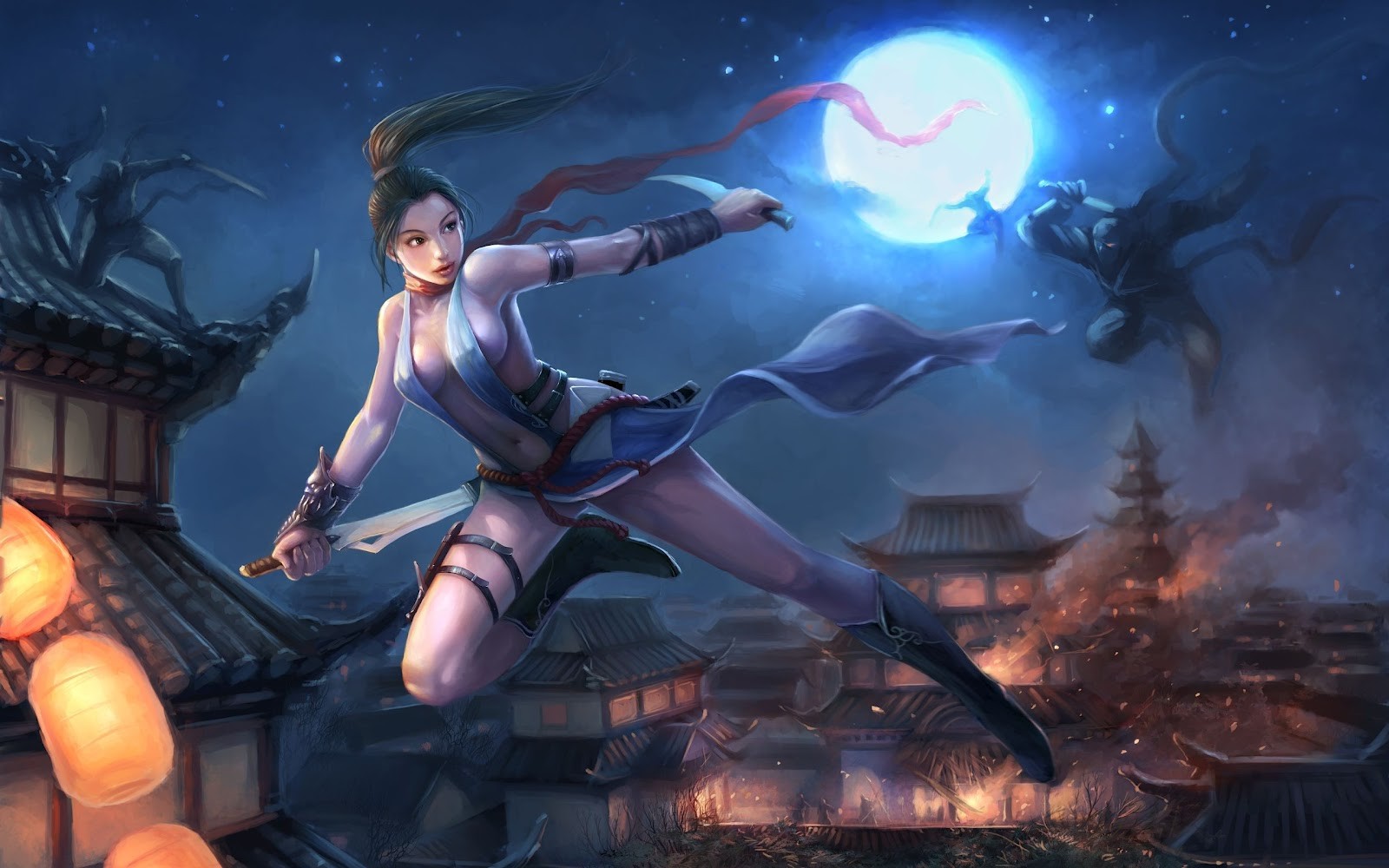 Ninja Girl Fantasy Art - HD Wallpaper 