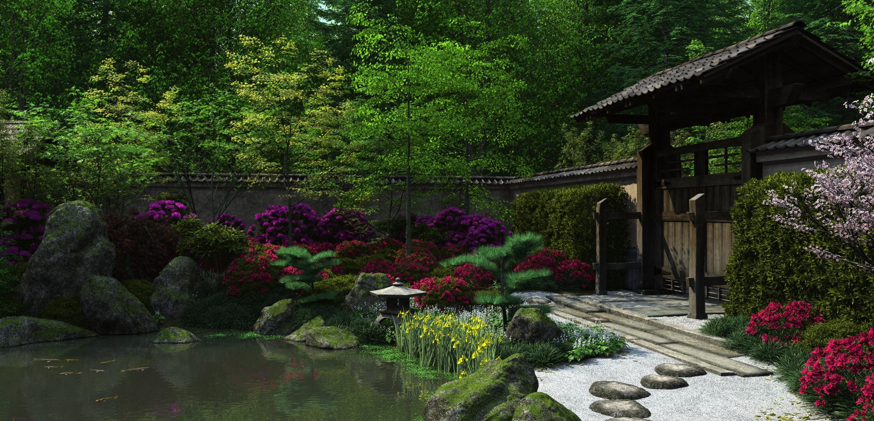 Unique Japanese Zen Garden Wallpaper Hd Background - Japanese Zen Garden  Backgrounds - 2800x1349 Wallpaper 