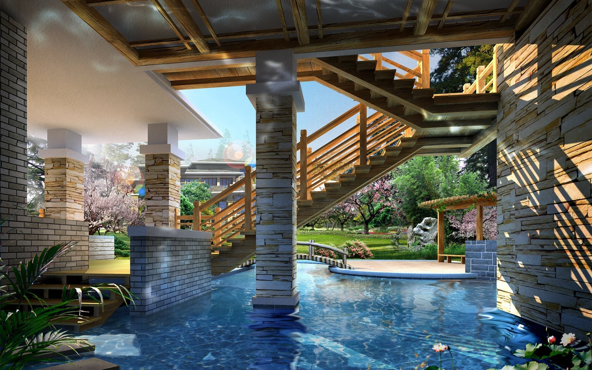 Japan Sakura Spring Beautiful Nature Wallpapers Japan - Piscina Casa Di Lusso - HD Wallpaper 