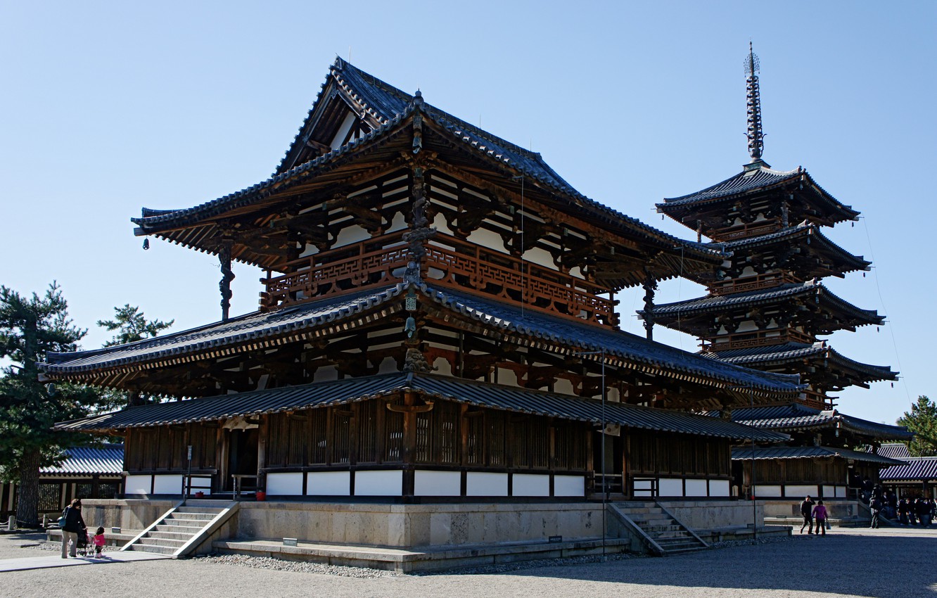 Photo Wallpaper City, Japan, Beautiful, Horyu - Hōryū-ji - HD Wallpaper 