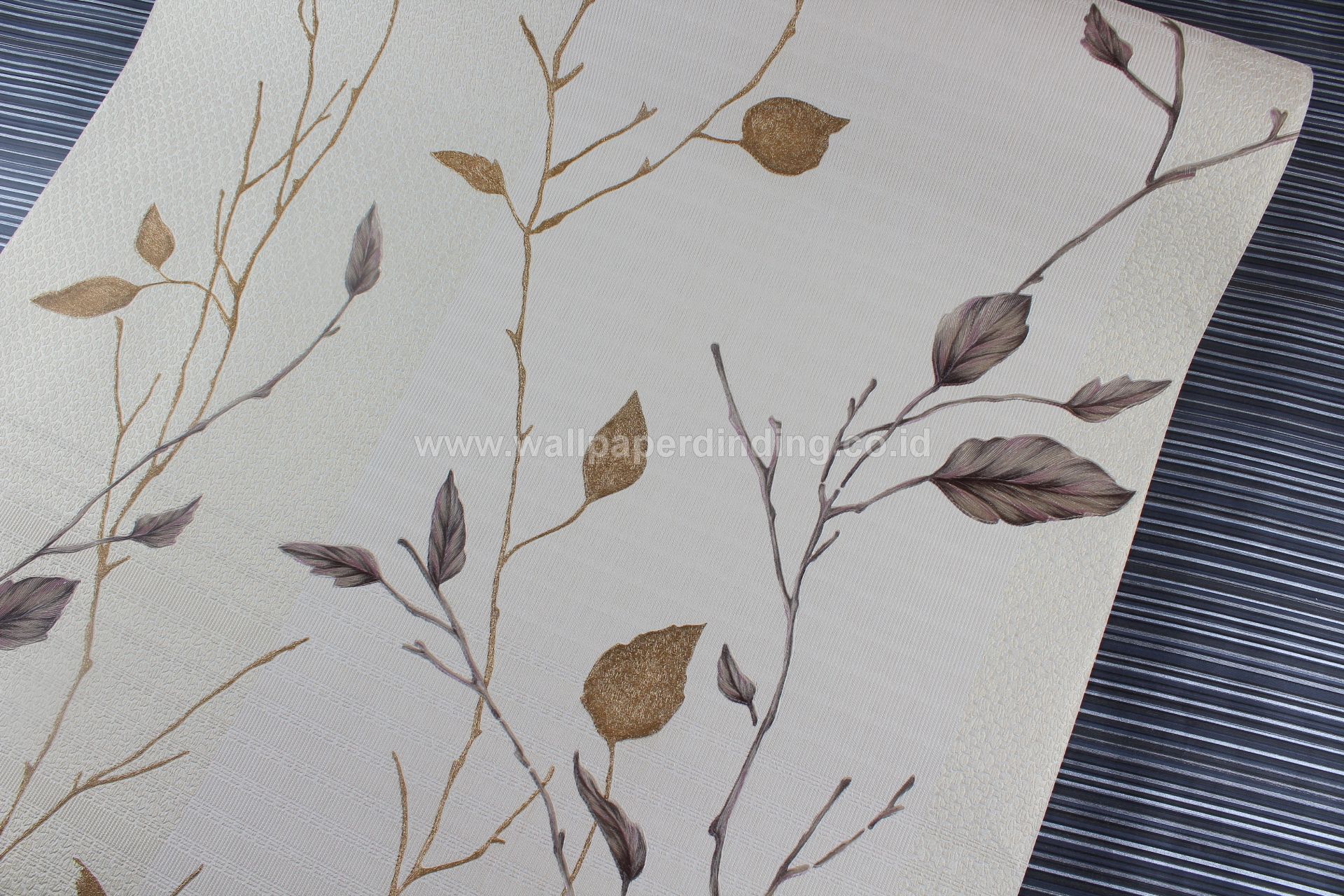 Wallpaper Dinding Daun Cream Coklat Dc 517 - Motif Coklat Cream - HD Wallpaper 