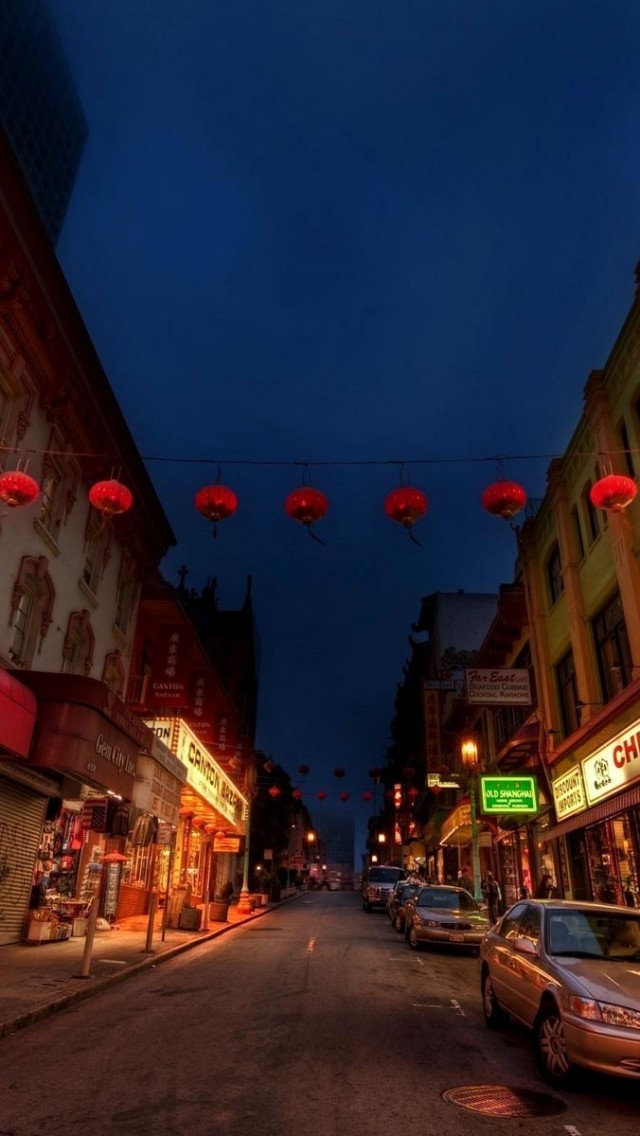 Chinatown Night Iphone Wallpaper - Background Chinese Street Hd - HD Wallpaper 