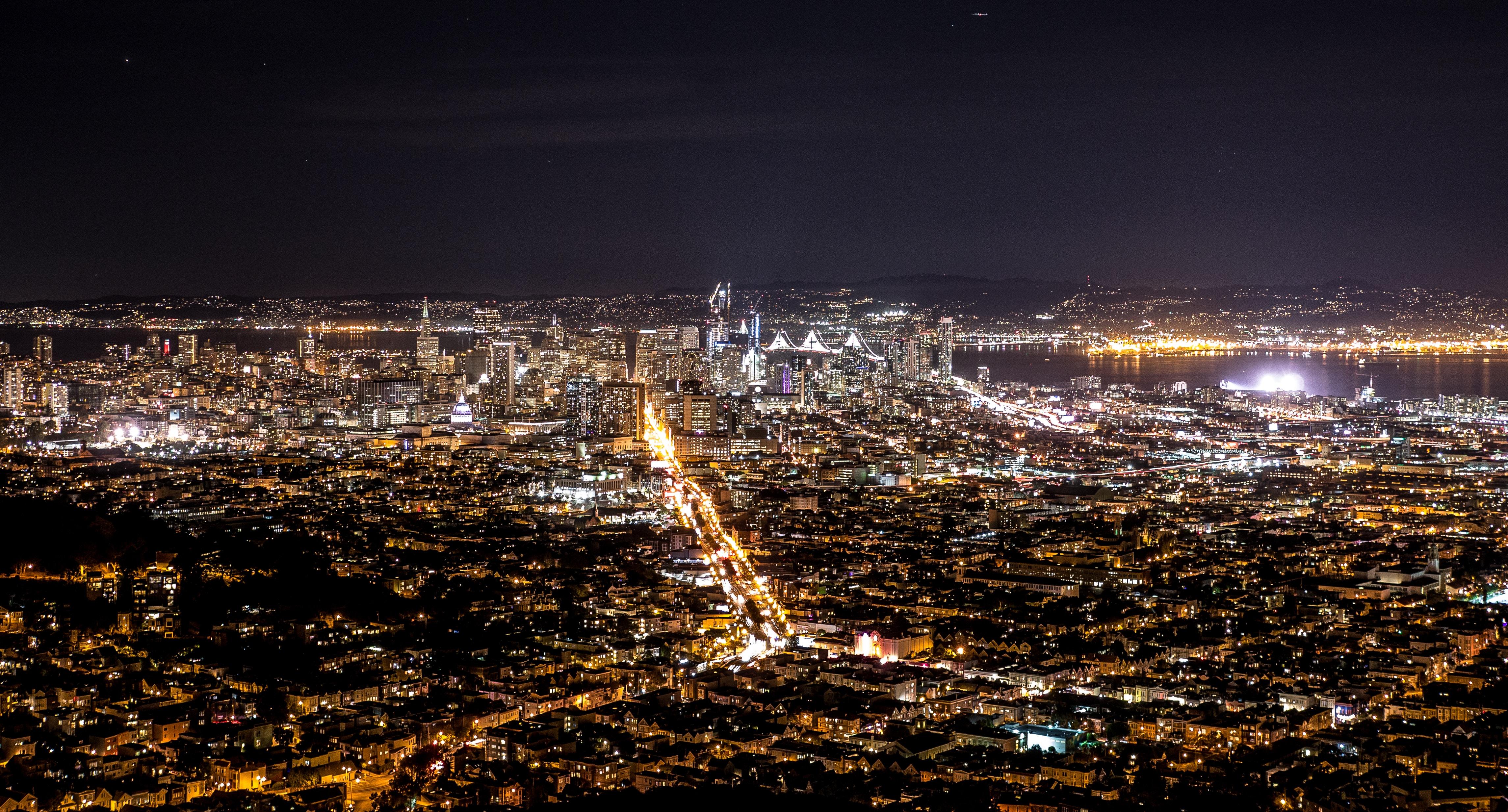 Night City, Top View, City Lights - City Of Lights Top View - HD Wallpaper 