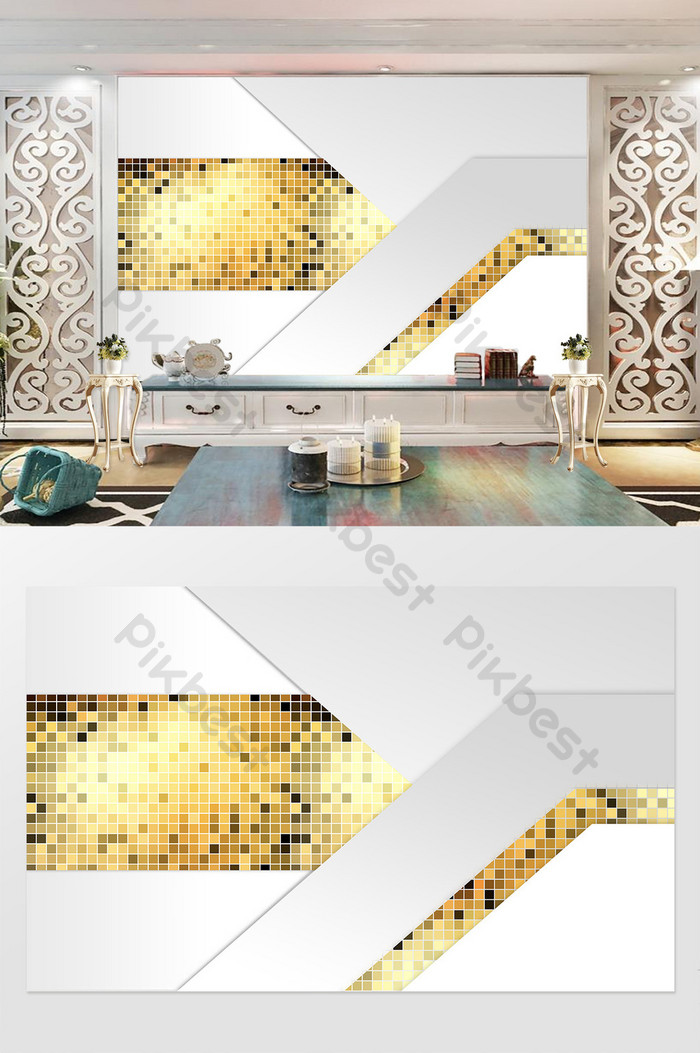 Mosaic 3d Stereo Personality Creative Wallpaper Tv - Minimalism - HD Wallpaper 