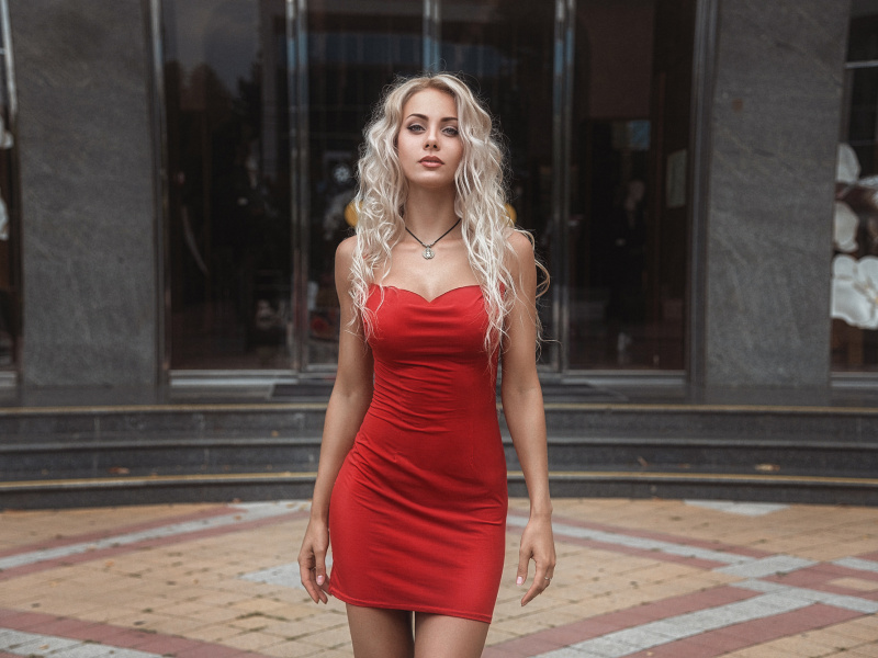 Red Dress, Hot, Girl Model, Blonde, Wallpaper - Hot Girls Full Screen - HD Wallpaper 