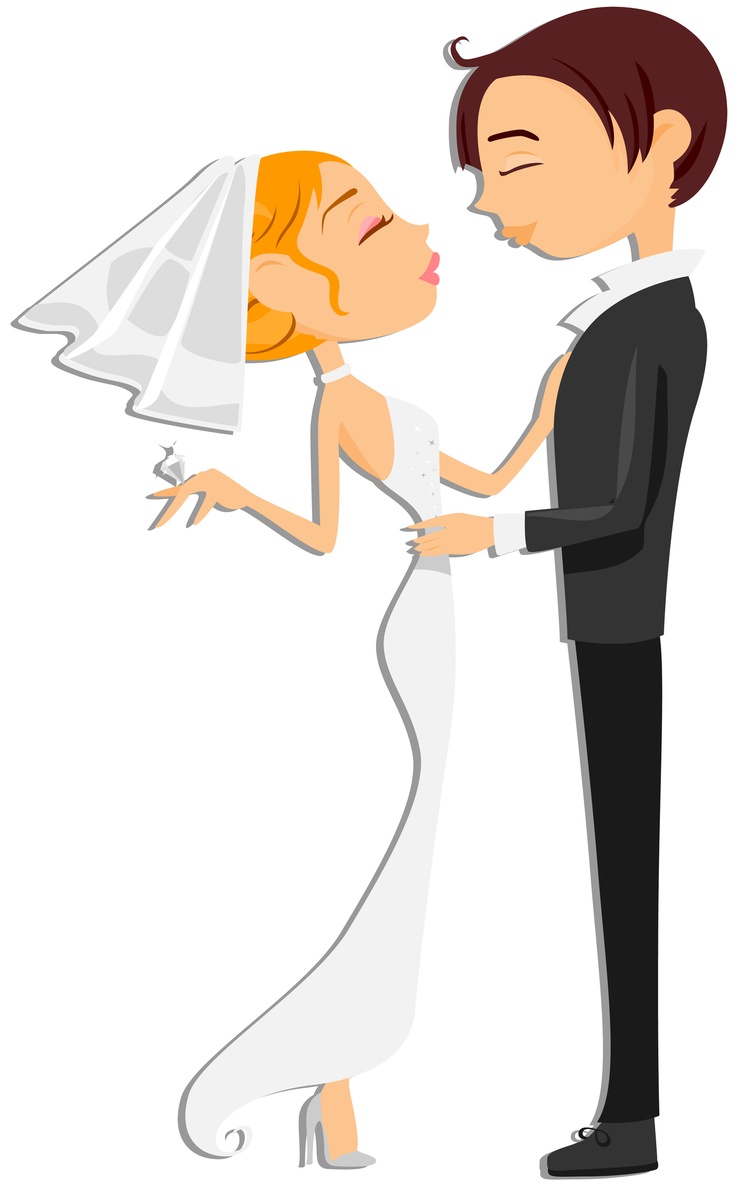 Cartoon - Couple Wedding Cartoon Clipart - HD Wallpaper 