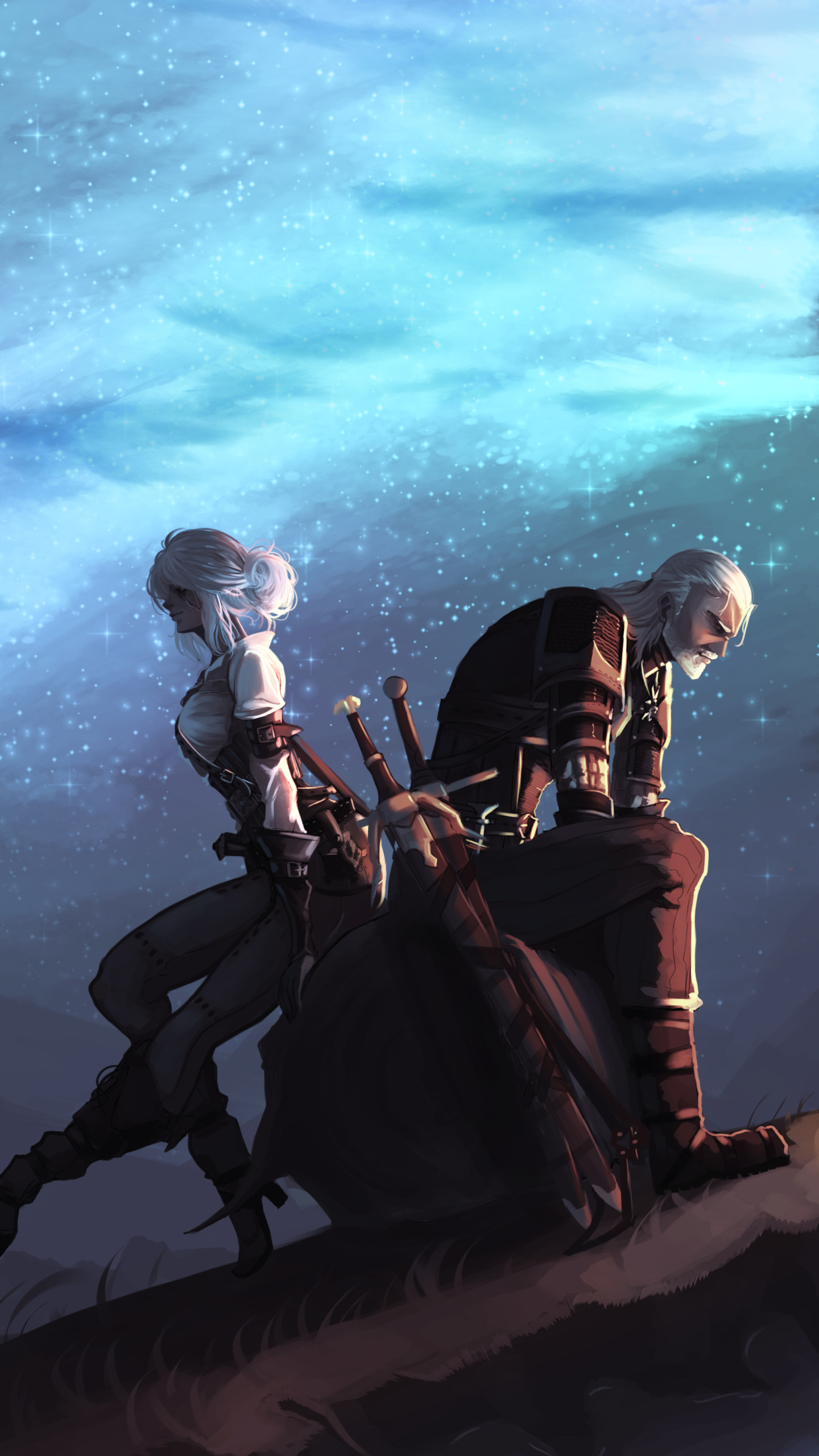 Geralt And Ciri Fanart - HD Wallpaper 