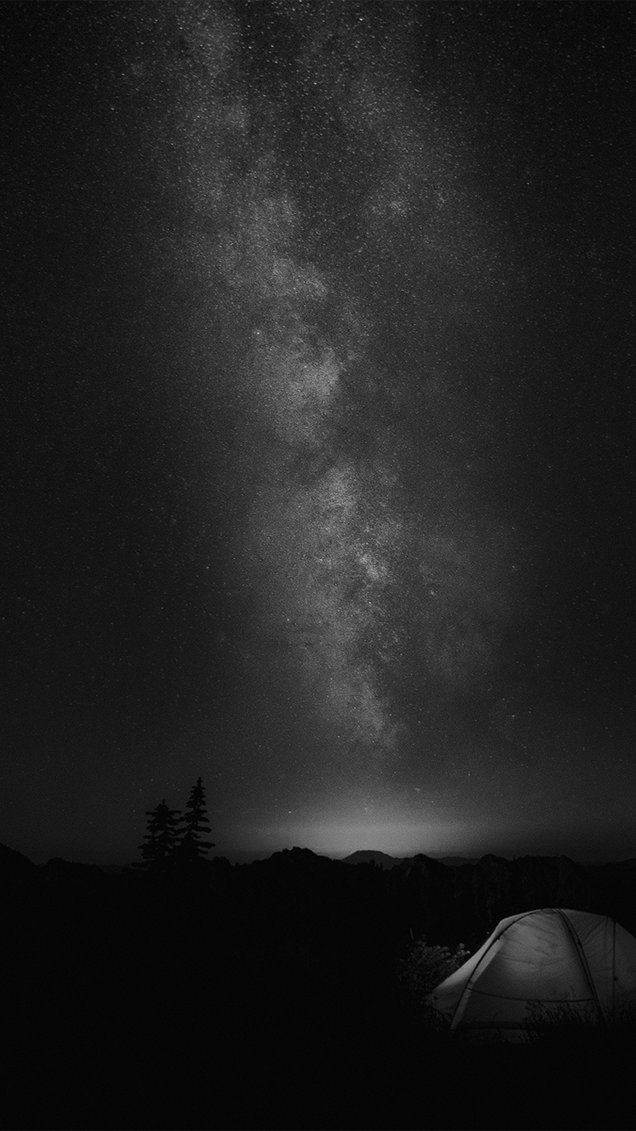 Camping Night Star Galaxy Milky Sky Dark Space Bw Dark - Iphone Wallpaper 4k Black - HD Wallpaper 