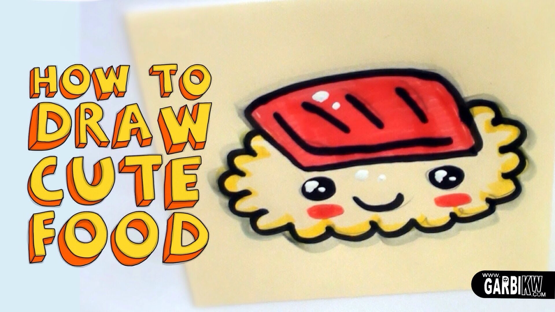 Draw A Cute Sushi Kawaii Food Easy Drawings By Garbi - Easy How To Draw A Cute Food - HD Wallpaper 