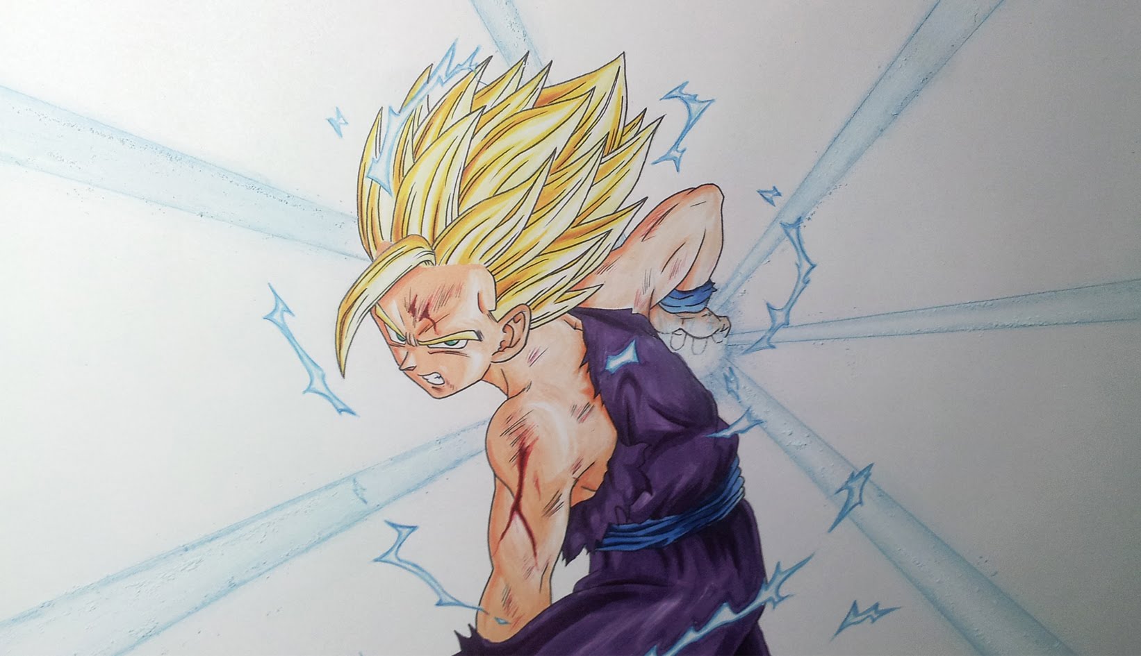 Drawing Gohan Ssj2super Saiyan - Goku Super Saiyan Kamehameha Drawing - HD Wallpaper 