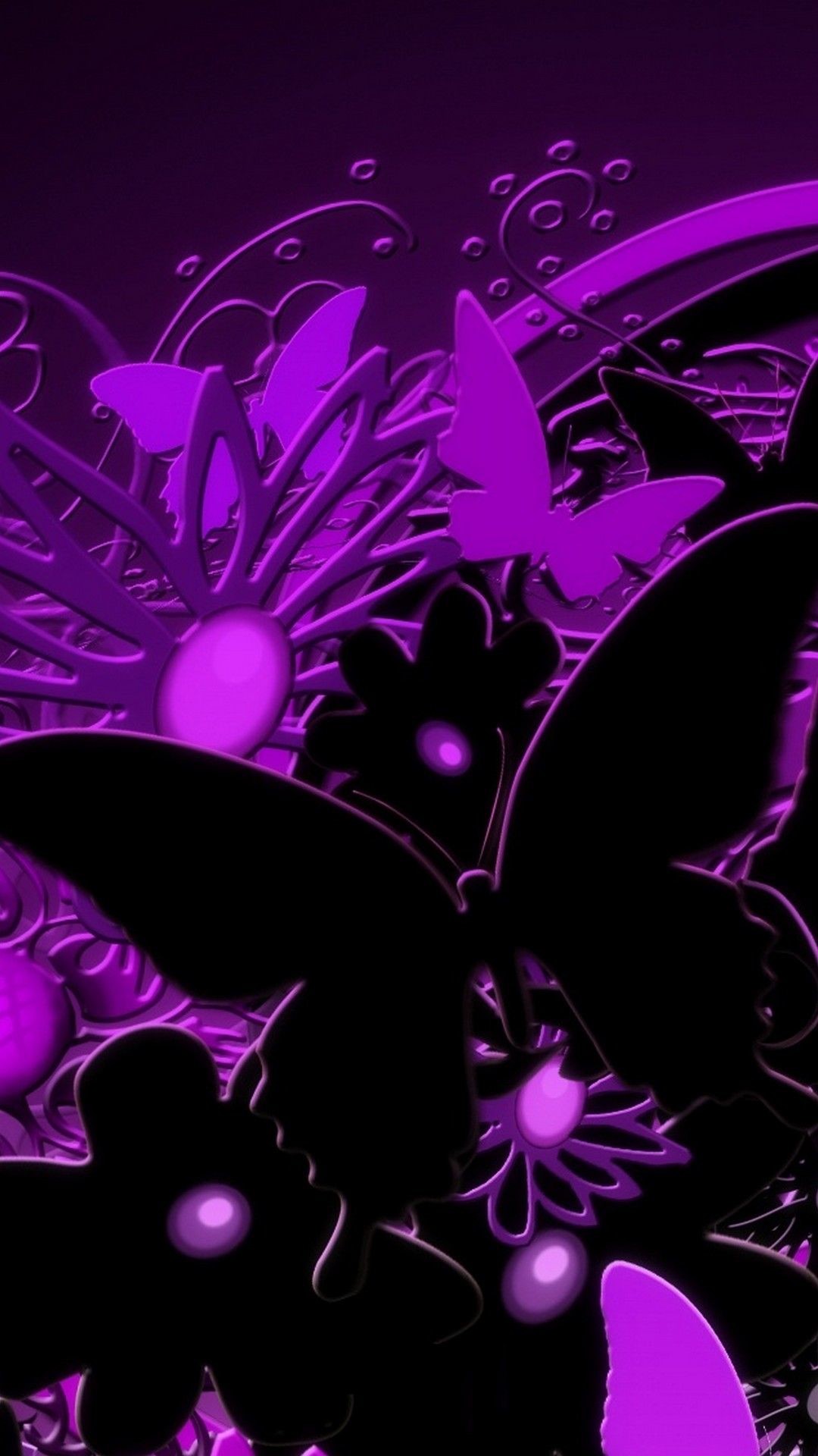 1080x1920, 3d Purple Butterfly Iphone Wallpaper - Black And Purple Butterflies - HD Wallpaper 