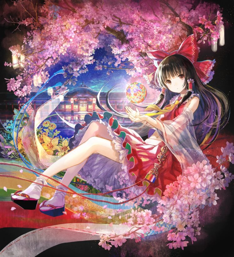 Hakurei Reimu Cherry Blossom - HD Wallpaper 