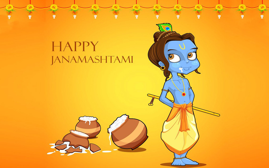 Cute Happy Janmashtami - HD Wallpaper 