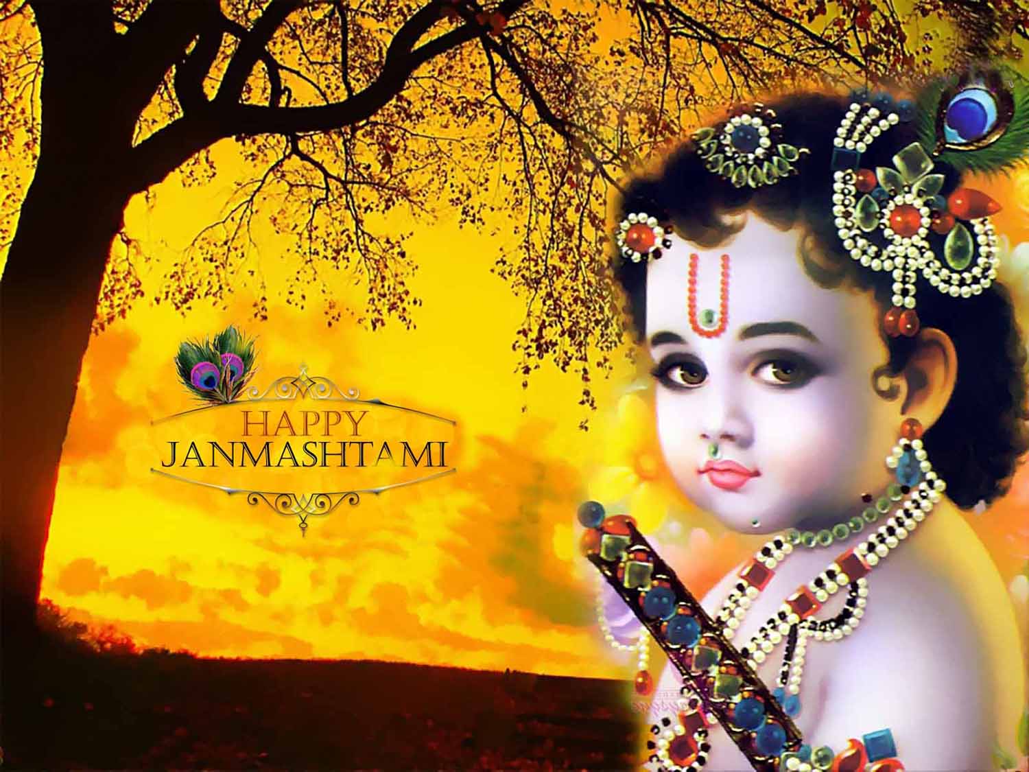 Krishna Janmashtami Greeting Card High Definition Wallpapers - Janmashtami Wish - HD Wallpaper 
