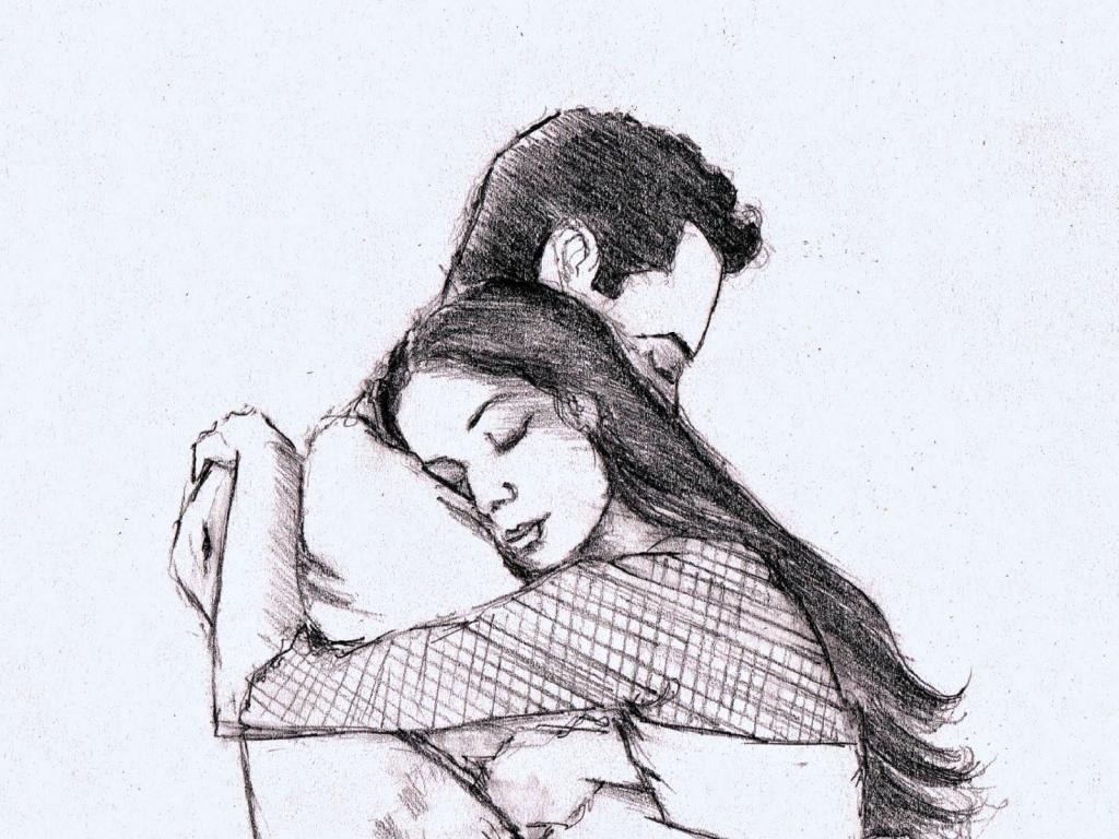 New Couple Wallpaper - Pencil Energy Conservation Drawing - HD Wallpaper 