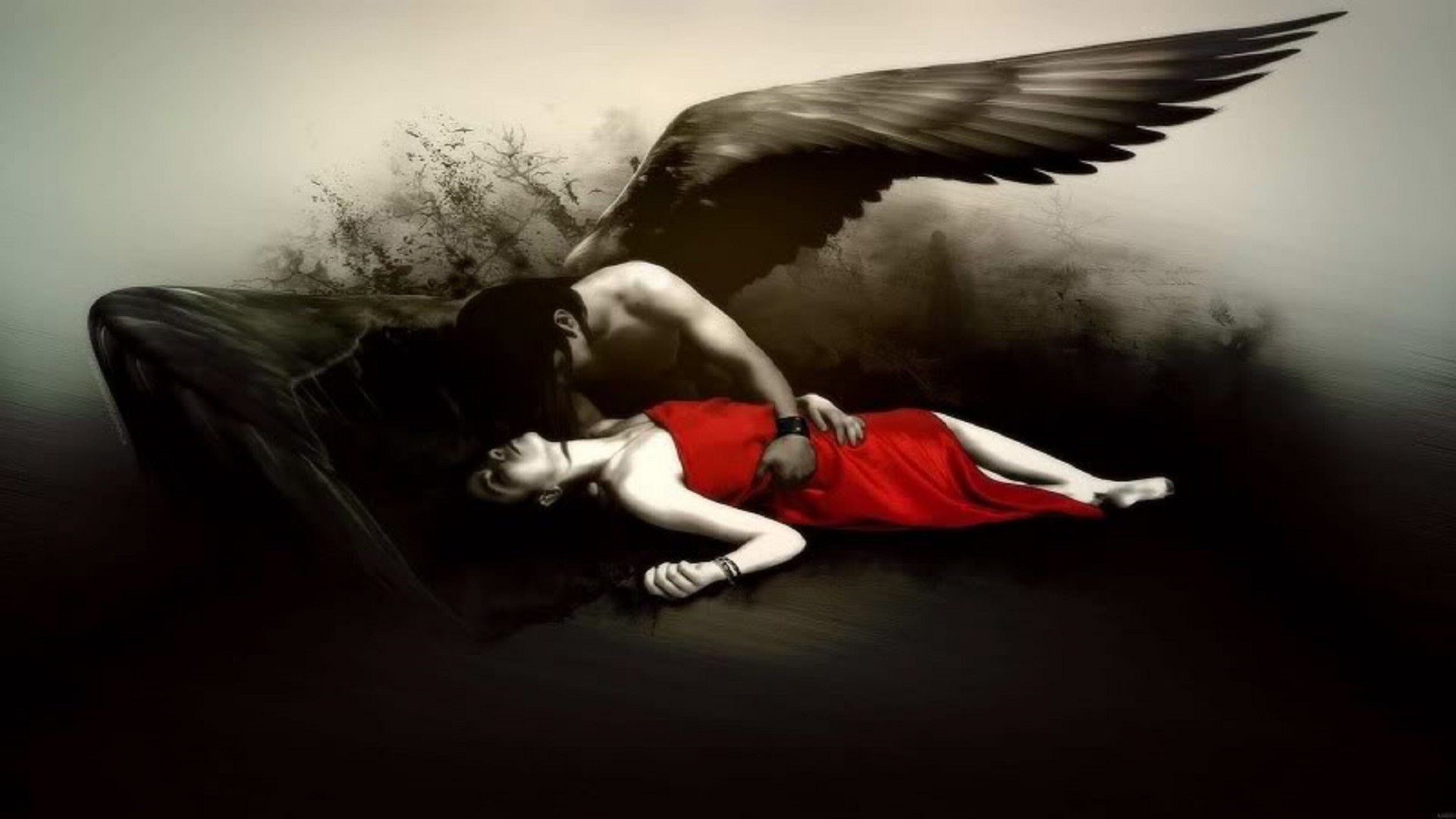 1920x1080, Sad Broken Heart Wallpapers Free Hd 
 Data - Angel And Devil Love - HD Wallpaper 