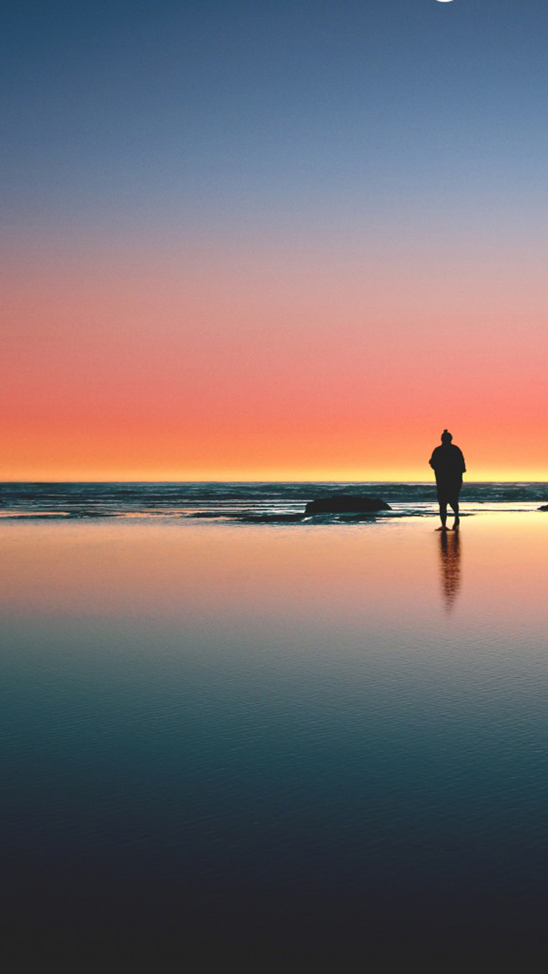 Loneliness Sea Beach Sunset Hd Mobile Wallpaper - Sunset - HD Wallpaper 