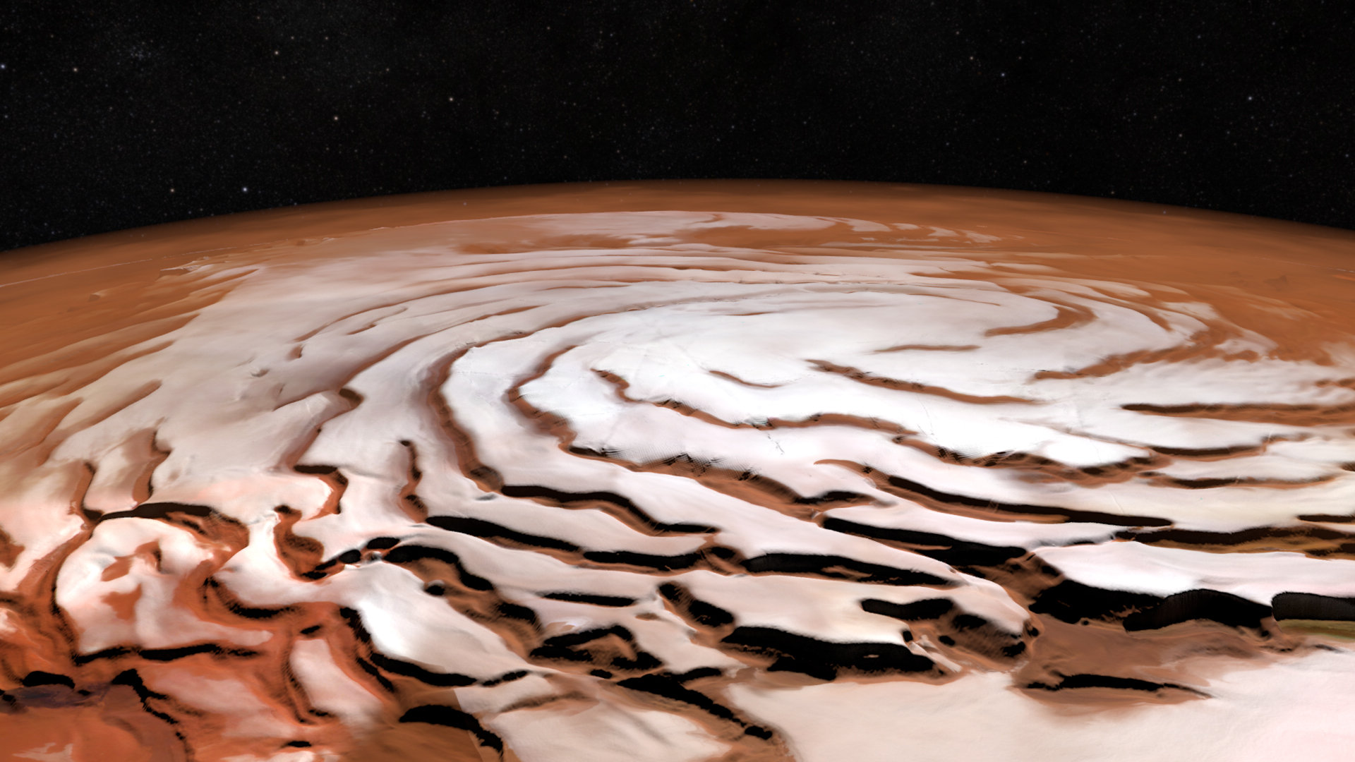 Perspective View Of Mars North Polar Ice Cap - Mars North Pole - HD Wallpaper 