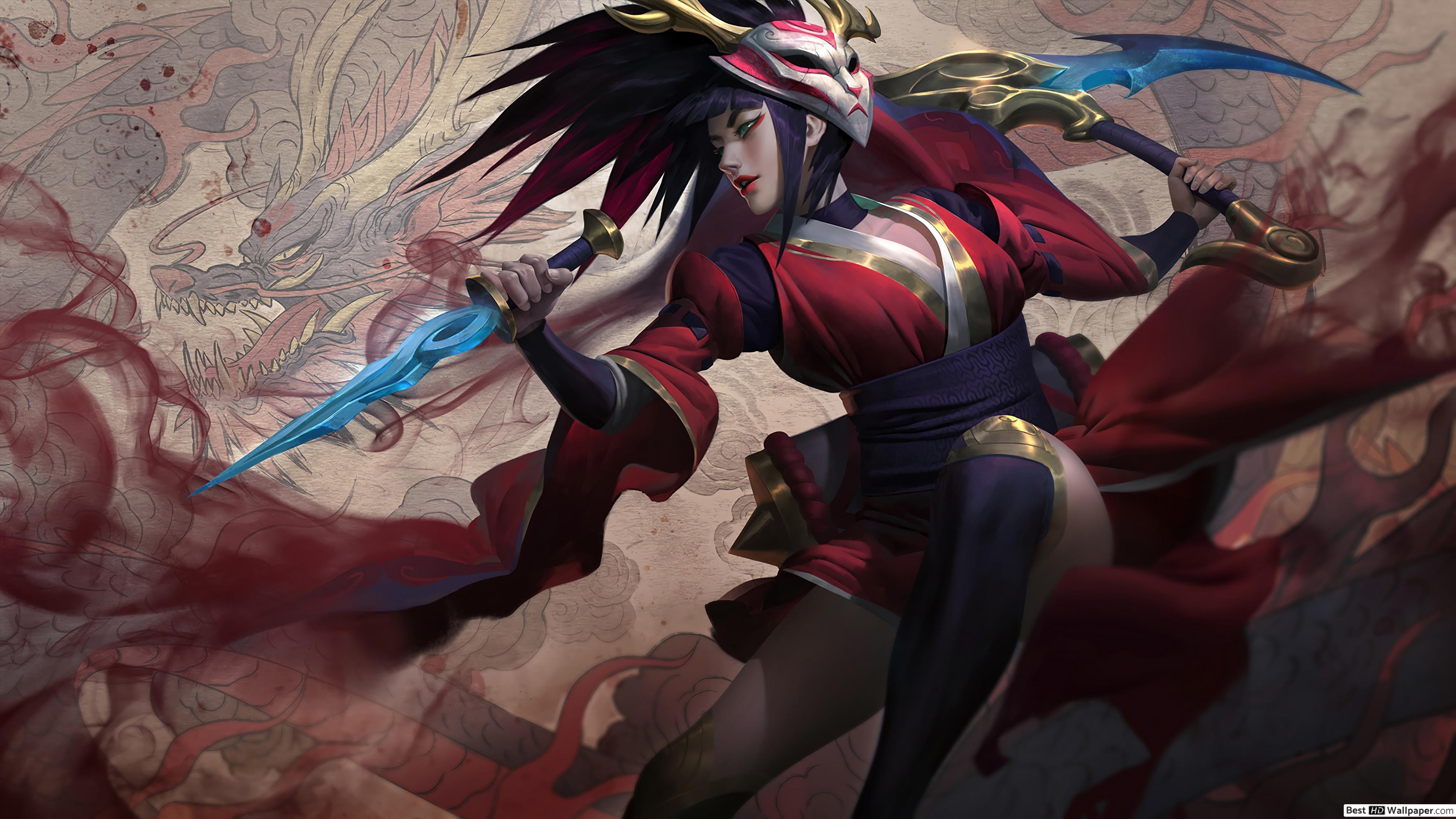 Blood Moon Akali Splash Art - HD Wallpaper 