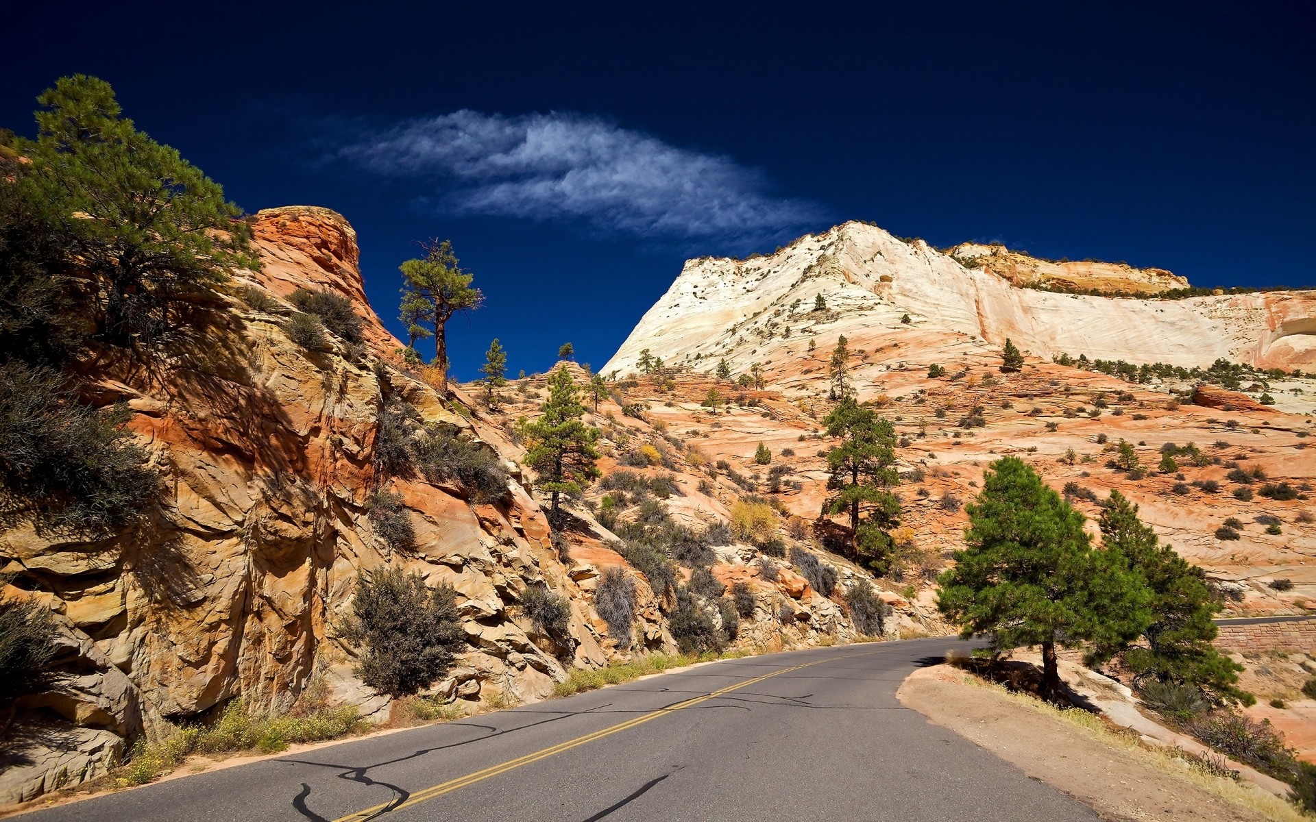 Landscapes Travel Outdoors Landscape Sky Mountain Road - Zion National Park - HD Wallpaper 