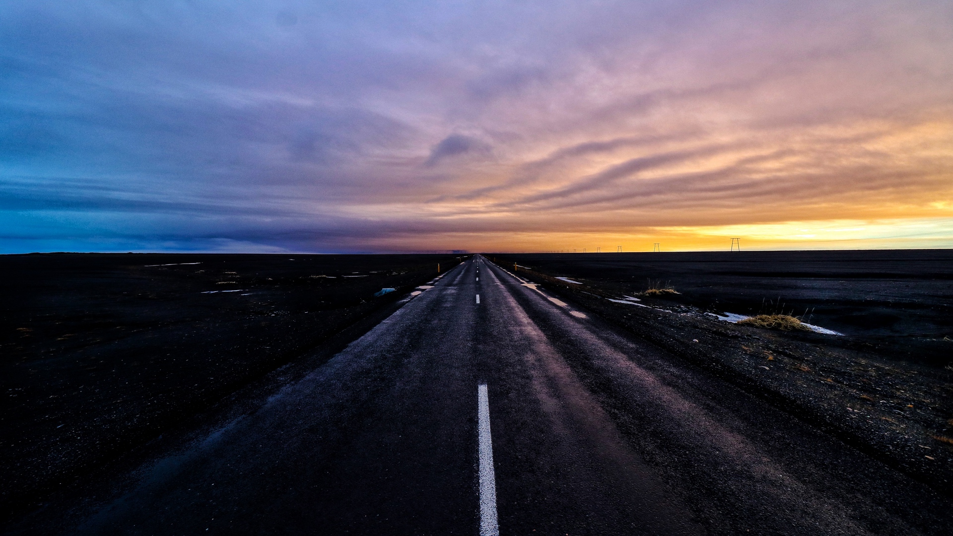 Wallpaper Road, Marking, Sunset - Sunset - HD Wallpaper 